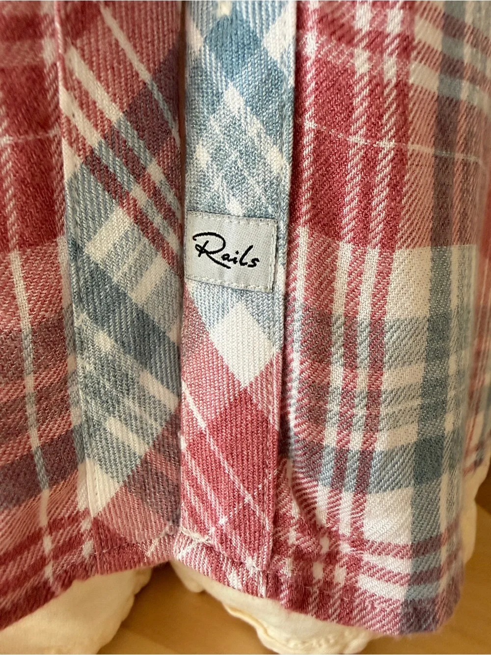 Rails Hunter Plaid Button Up Shirt Rosewood/Sky Small  EUC - Picture 6 of 11